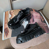 New Liu Wen-Song Cake Thick Bottom To Increase The College Wind English Round Head Shallow Mouth With Jk Small Leather Shoes