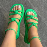 Summer New Outdoor Casual and Comfortable Flat Women Shoes Retro Shoes Solid Color Women Sandals Simple Sandals
