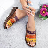 Slippers Fashion Summer Ladies Mixed Color Slip On Wedges Sandals Casual Slipper Comfort Beach Shoes Female