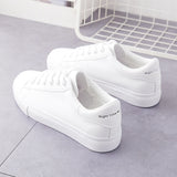 White Shoes 2023 Spring And Autumn New Korean Version Of Women's Board Shoes Students Flat Casual Single Shoes Round Head Tie Women's Shoes