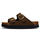 New Summer Women Beach Outside Platform Cork Slippers Med Heel Casual Non-slip Outdoor Sandals