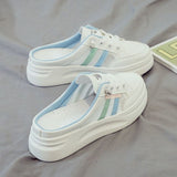 White Slippers Female 2024 New Mesh Breathable Baotou Platform Muffin Fashion Casual Small White
