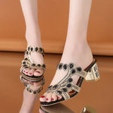 Fashion Rhinestone Thick With Slippers Female Summer High With Cool Drag 42 Yards New Set Diamond Hollow Out High With Cool