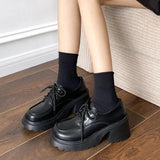 platform loafers Women Oxford Shoes Flat on Platform Casual Shoes Lace Up Leather Shoes Sewing Round Toe zapatos