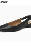 Size 34-40 Women Sandals Real Leather Silver Low Heels Shoes For Women Summer 2023 Slingback Pumps Casual Office