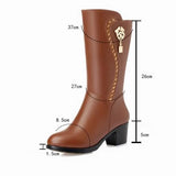 Winter Knee High Boots Wool Fur Inside Warm Shoes Women High Heels Soft Leather Shoes Platform Snow Boots Footwear