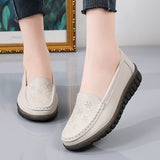 Breakj Autumn Leather Soft Soles Casual Women's Singles Comfortable Anti-Slip Wear-Resistant Mother Shoes Bean Shoes