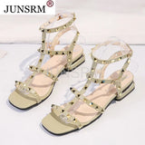 sale fashion Designer Studs Patent Leather rivets Sandals Women Genuine Leather Studded Strappy Dress