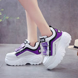 Thick Bottom Chunky Sneakers Women White Black Patchwork High Platform Shoes Woman Casual Autumn Winter Wedges