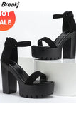 Heels Sandals For Women 2023 Summer Buckle Strap Thick Heels Sandals Simply Casual Comfort Walking Green Heels