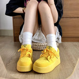 Breakj Selected Broadcast Room Hot Style Board Shoes Female Pure Color Super High Bread Shoes Breathable Comfortable College Wind Hot