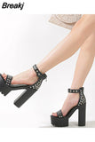 Heels Sandals For Women 2023 Summer Buckle Strap Thick Heels Sandals Simply Casual Comfort Walking Green Heels