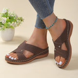 Shoes on Sale 2023 New Basic Women's Slippers Summer Retro Open Toe Wedges Slippers Casual Beach Ladies Shoes