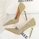 Shoes Gold Sliver Woman Pumps Sequin Cloth Wedding Shoes Sexy High Heels 2022 New Pumps Women Stiletto Heels 10.5