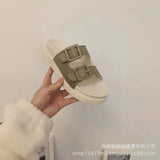 Slippers Outside Wear 2024 Summer Net Red With A Simple Round Head Pure Color Open Toe Set Foot Sandals Lazy Shoes