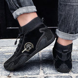 Men's Leather Casual Shoes 2023 Waterproof Lightweight High Top Sneakers Boots Non Slip Winter Shoes Men Loafers Walking