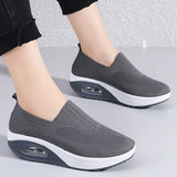 Women Fashion Vulcanized Sneakers Platform Solid Color Flat Ladies Shoes Casual Breathable Wedges Ladies Walking