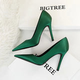 Breakj Fashion Simple Ultra High Heel Shallow Pointed Sexy Nightclub Show Thin Silk Women's Singles