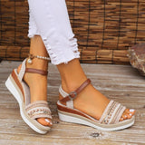 Breakj Slope Heel Sandals Women 2025 Summer New Buckle Fish Mouth Fashion
