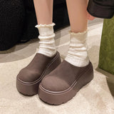 Breakj Head Women's Shoes 2025 New Plus Velvet Thick-Bottomed Slippers Outside Bokensong Cake Cotton