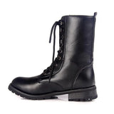 New Winter Women Buckle Motorcycle Boots British Style Gothic Punk Low Heel Black Botas Mujer Shoe Plus