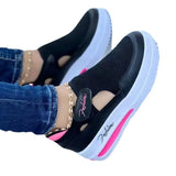 Breakj Large-Size Casual Single-Shoe Women's Spring And Summer New Flat-Soled Flying Shoes Breathable Magic Sticker Casual Mesh