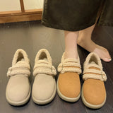 Cotton Shoes Women 2023 Winter New Casual Round Head Warm Flat Shoes One Foot Pedal Plus Velvet