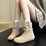 Breakj Autumn And Winter New Retro Pile Boots Brown Lazy Sleeve Boots Women Fashion Sleeve