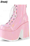 Design Cool Block Great Quality Big Size 43 Gothic Style Platform Woman Boots Fashion Casual Cosy Woman Shoes Ankle