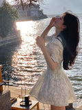Y2k Mini Dress Woman Party 2023 Summer Short Sleeve Vintage Flroal Dress Beach Style One Piece Dress Korean Fashion