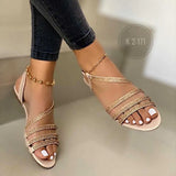 summer shoes 2021 fashion rhinestone sandals women's one word plus size flat beach sandals women zapatillas