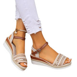 Breakj Slope Heel Sandals Women 2025 Summer New Buckle Fish Mouth Fashion