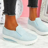 Summer Women's Single Shoes Platform Lightweight Suede Ladies Loafers Flat Platform Slip On Hiking Shallow Mouth Casual
