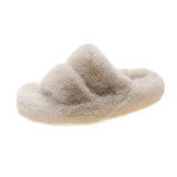 Women Slippers Faux Fur Home Cozy Furry Slides Comfortable Open Toe Designer Fluffy Black Plush Warm House Women