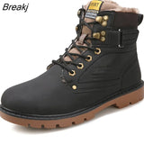 Men boots new fashion pu leather wear resisting snow boots men working fashion casual men shoes keep warm winter boots men