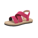 Breakj Women 2024 Summer New Flat Students Rome Sandals Women Round Head Breathable Soft Bottom Beach Sandals