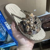Breakj Summer New Large-Size Ladies Sandals Beach Shoes Woven Shoes Simple Fashion Jackets Cool