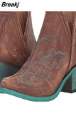 Autumn Winter Casual Western Cowboy Ankle Boots Women Leather Cowgirl Boot Short Cossacks Botas High Heels Shoes
