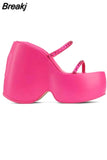 Dropship Brand New 2023 Summer Chunky Platform Wedges Women Slipper Mules Shoes Comfy Fashion Woman Shoes