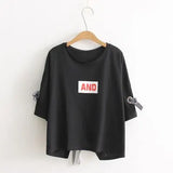 New Summer Crop Tops Women T Shirt Letter Print Short Sleeve Cotton Loose Yellow Black White Short