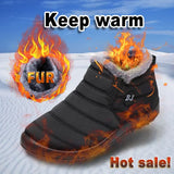 Boots Winter Plus Size Men Shoes Warm Fur Snow Boots Plush Inside Shoes Black Winter Boots For Men Waterproof Mans