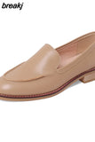 Size 34-39 Women Flats Shoes Real Leather 2023 Spring Thick Heels Shoes Woman Casual Loafers Office Lady Daily