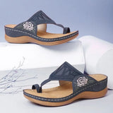 Women Wedge Shoes Soft Sole Vintage Ladies Sandals Embroidery Flower Casual Shoes For Women Comfy Mom Footwear Flip Flops