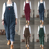 Kaftan Corduroy Overalls Womens Jumpsuits 2022 Autumn Harem Pants Casual Long Pantalon Palazzo Female Button Rompers