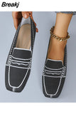 Autumn Breathable Mesh Geometric Wedges Sneakers Slip-On Low Heel Square Toe Lazy Shoes Vulcanized Loafers Zapatos De