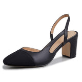 Low Heels Real Leather Slingbacks Shoes Women Square Toe Pumps Thick Heel Shoes Brand Design Lady Footwear 2021 Size
