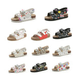 Summer Kids Beach Print Cork Sandals for Girls Boys Children Outdoor Casual Non-slip Flat with Cute Slide