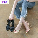 Sexy High Heels White Sandals Women Summer 2021 Rope Ankle Strap Sandals Ladies Thin Heels Classics Women Shoes Black