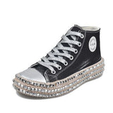 Woman Spring Leopard Print Canvas Fashion Sneakers Rhinestone Sequin Flat Wild Women's Shoes Youth Casual Shoes Plus