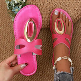 Breakj Summer New Large Size Women's Shoe Cover Metal Buckle Roman Fashion Cool Slippers Women